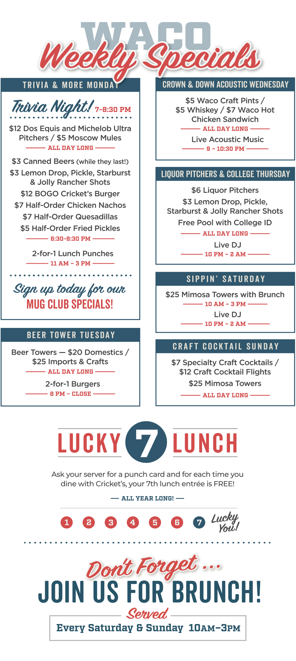 Cricket's Draft House + Grill.  Only the finest hops.  Waco.